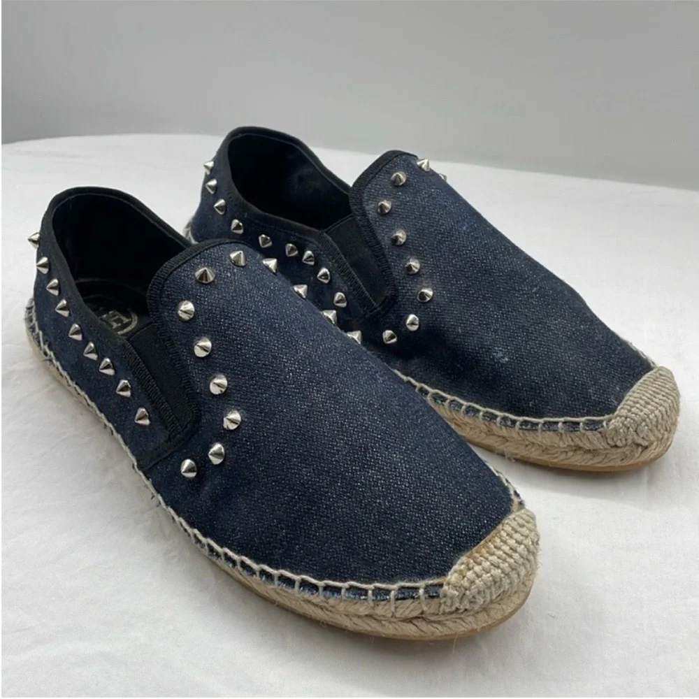 NEW! Ash Zest Studded Espadrilles with Silver Studs in Dark Denim. EU 39.